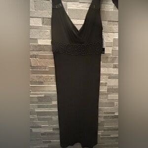 Adrianna Papell Black Beaded Midi Dress